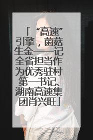 “高速”引擎，菌菇生金——记全省担当作为优秀驻村第一书记、湖南高速集团肖兴旺