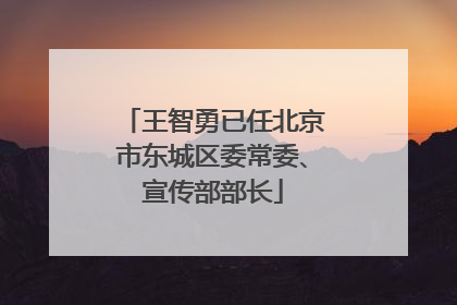 王智勇已任北京市东城区委常委、宣传部部长