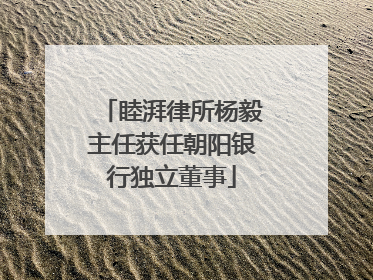 睦湃律所杨毅主任获任朝阳银行独立董事