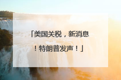 美国关税，新消息！特朗普发声！
