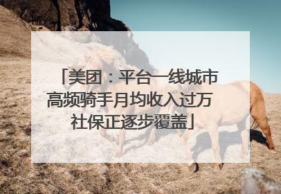 美团：平台一线城市高频骑手月均收入过万 社保正逐步覆盖