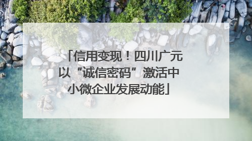 信用变现！四川广元以“诚信密码”激活中小微企业发展动能