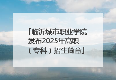 临沂城市职业学院发布2025年高职（专科）招生简章
