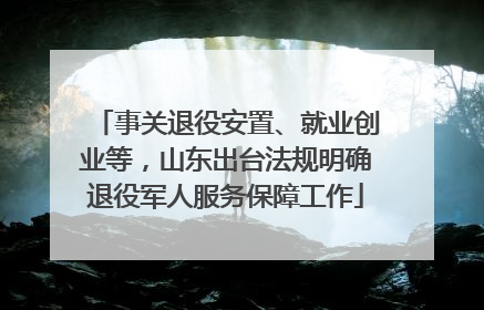 事关退役安置、就业创业等，山东出台法规明确退役军人服务保障工作