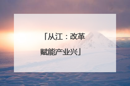 从江：改革赋能产业兴