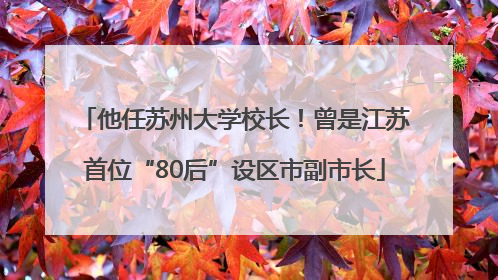他任苏州大学校长！曾是江苏首位“80后”设区市副市长