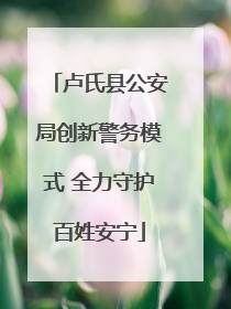 卢氏县公安局创新警务模式 全力守护百姓安宁