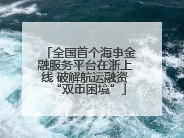 全国首个海事金融服务平台在浙上线 破解航运融资“双重困境”