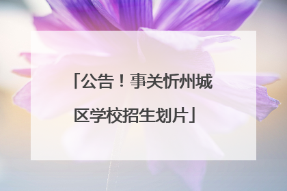 公告！事关忻州城区学校招生划片