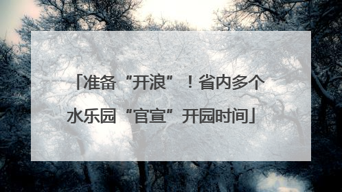 准备“开浪”！省内多个水乐园“官宣”开园时间