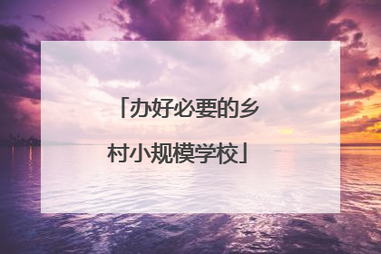 办好必要的乡村小规模学校