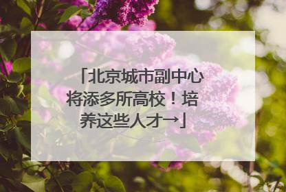 北京城市副中心将添多所高校！培养这些人才→