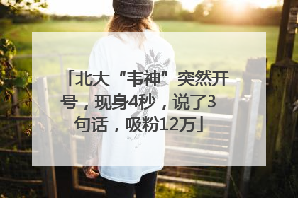 北大“韦神”突然开号，现身4秒，说了3句话，吸粉12万