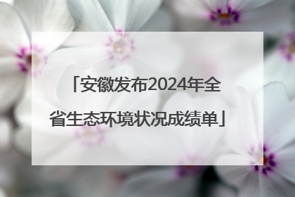 安徽发布2024年全省生态环境状况成绩单