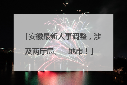安徽最新人事调整，涉及两厅局、一地市！
