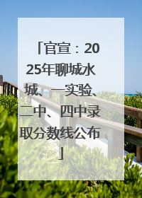 官宣：2025年聊城水城、一实验、二中、四中录取分数线公布