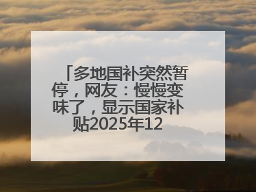 多地国补突然暂停，网友：慢慢变味了，显示国家补贴2025年12月31日结束
