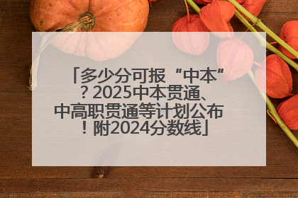多少分可报“中本”？2025中本贯通、中高职贯通等计划公布！附2024分数线