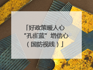 好政策暖人心 “孔雀蓝”增信心（国防视线）