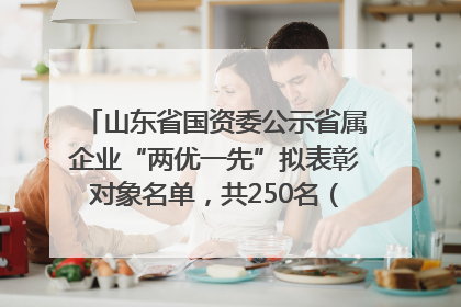 山东省国资委公示省属企业“两优一先”拟表彰对象名单，共250名（个）党员和党组织