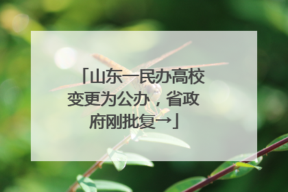 山东一民办高校变更为公办，省政府刚批复→