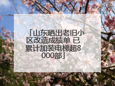 山东晒出老旧小区改造成绩单 已累计加装电梯超8000部