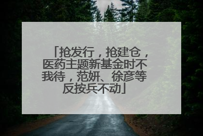 抢发行，抢建仓，医药主题新基金时不我待，范妍、徐彦等反按兵不动