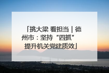 挑大梁 看担当｜德州市：坚持“四抓” 提升机关党建质效
