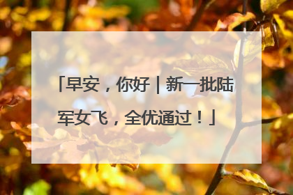 早安，你好｜新一批陆军女飞，全优通过！