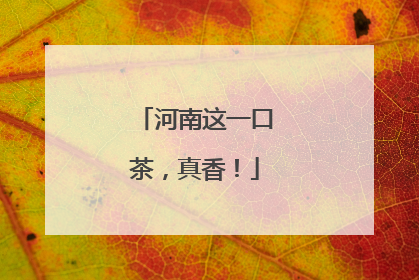 河南这一口茶，真香！