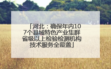 河北：确保年内107个县域特色产业集群省级以上检验检测机构技术服务全覆盖