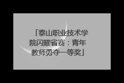 泰山职业技术学院闪耀省赛：青年教师勇夺一等奖