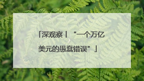 深观察丨“一个万亿美元的愚蠢错误”