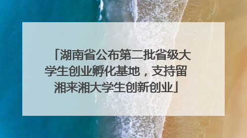 湖南省公布第二批省级大学生创业孵化基地，支持留湘来湘大学生创新创业