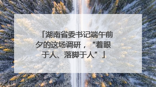 湖南省委书记端午前夕的这场调研，“着眼于人、落脚于人”