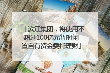 滨江集团：将使用不超过100亿元暂时闲置自有资金委托理财