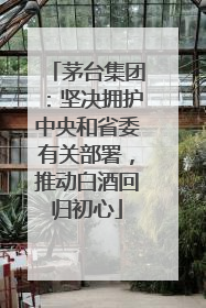 茅台集团：坚决拥护中央和省委有关部署，推动白酒回归初心