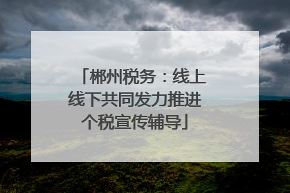 郴州税务：线上线下共同发力推进个税宣传辅导