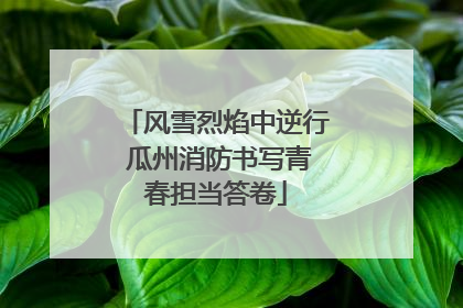 风雪烈焰中逆行 瓜州消防书写青春担当答卷
