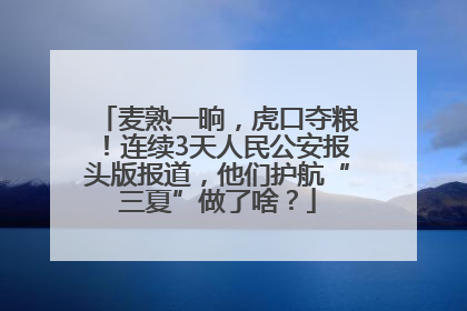 麦熟一晌，虎口夺粮！连续3天人民公安报头版报道，他们护航“三夏”做了啥？