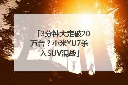 3分钟大定破20万台？小米YU7杀入SUV混战